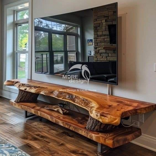 Walnut Wood Slab TV Cabinet-WD7818
